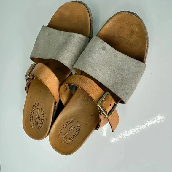 Kork-Ease Bisti Leather Adjustable Buckle Slip On Grey Sandals Size 9M - Picture 4 of 8